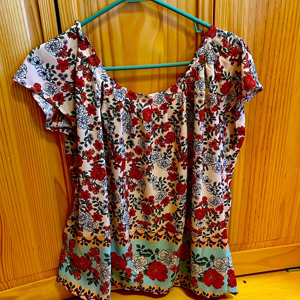 Lauren Conrad Floral Blouse Top Size Large